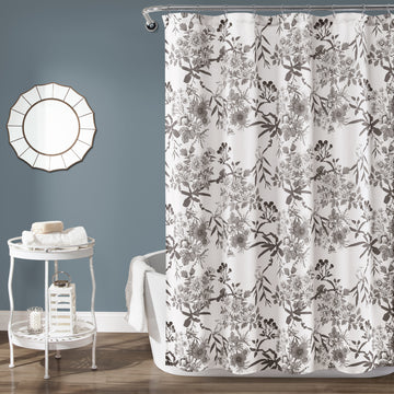 Botanical Garden Shower Curtain Gray & White Single