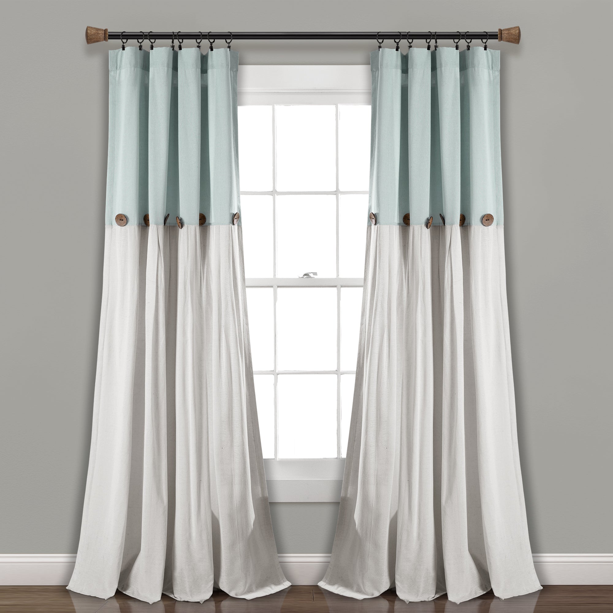 Linen Button Window Curtain Panels Single