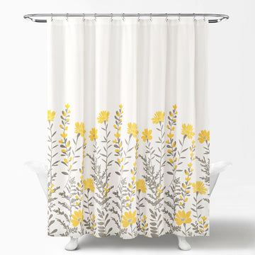 Aprile Shower Curtain Yellow & Gray Single