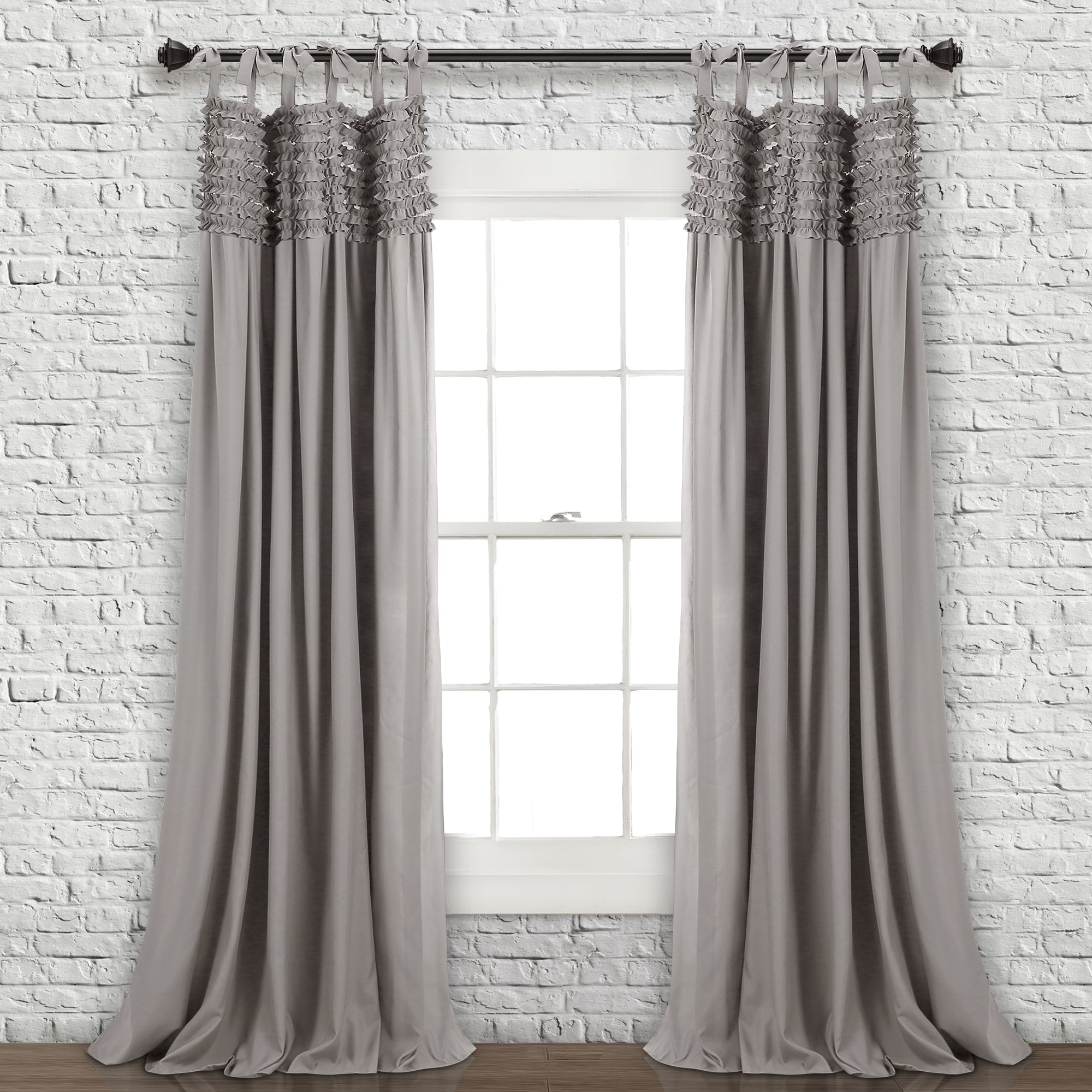 Lydia Ruffle Window Curtain Panels Blush Set