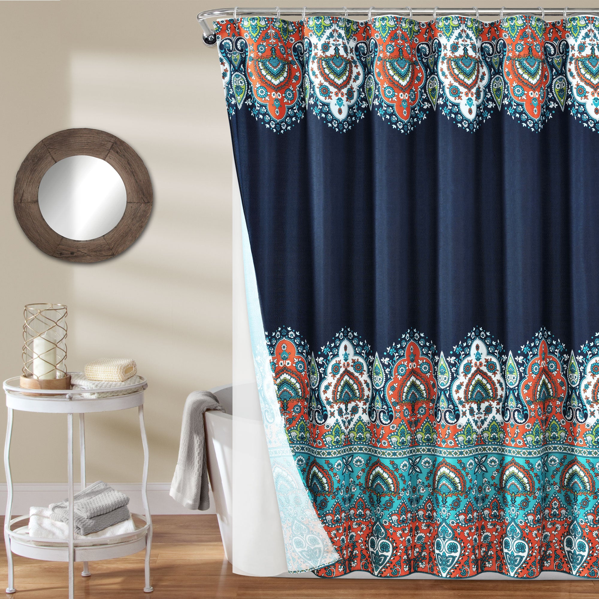 Bohemian Meadow Shower Curtain W &  Peva Lining and Rings 14Pcs Complete Set