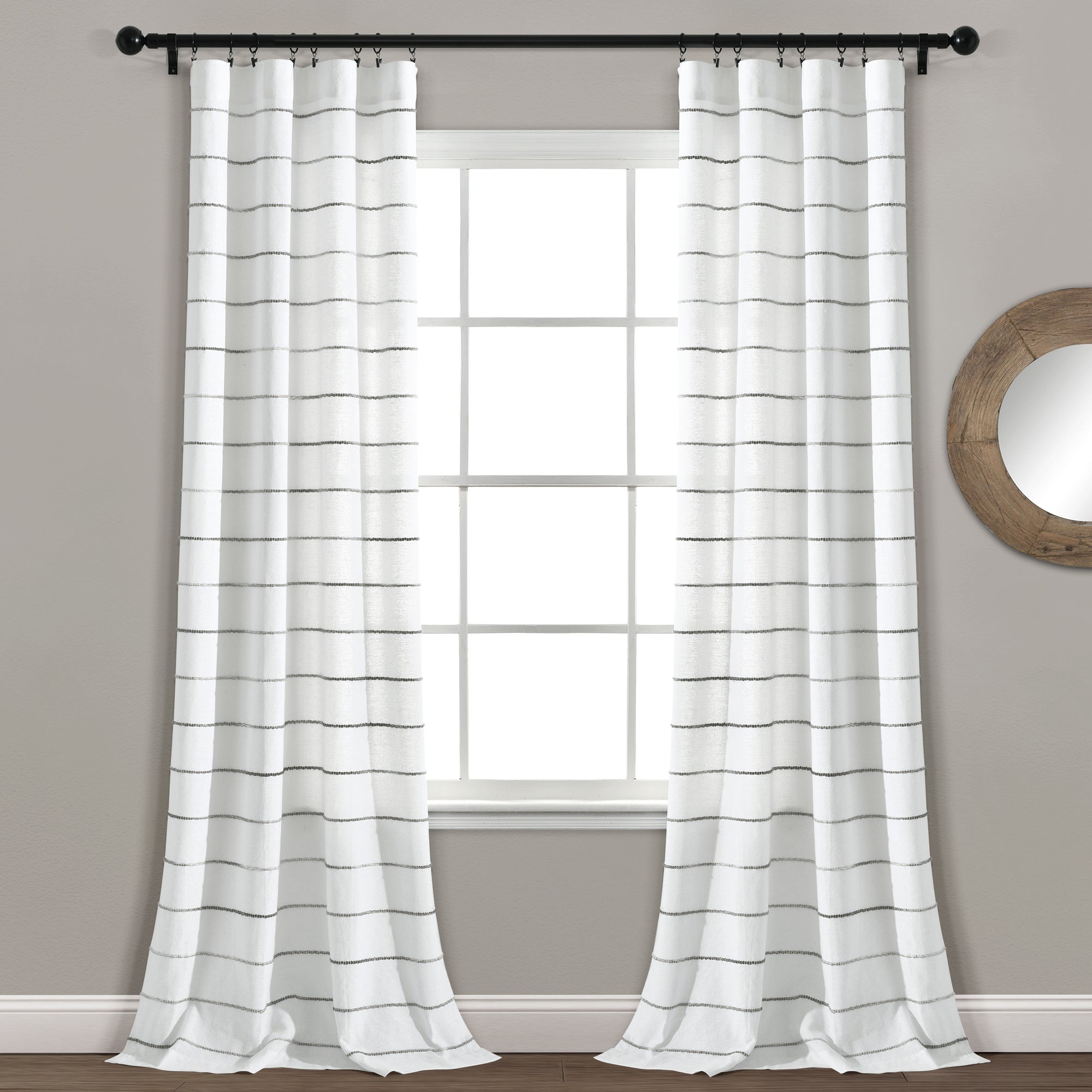 Ombre Stripe Yarn Dyed Cotton Window Curtain Panels Set