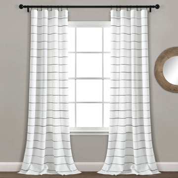 Ombre Stripe Yarn Dyed Cotton Window Curtain Panels Set