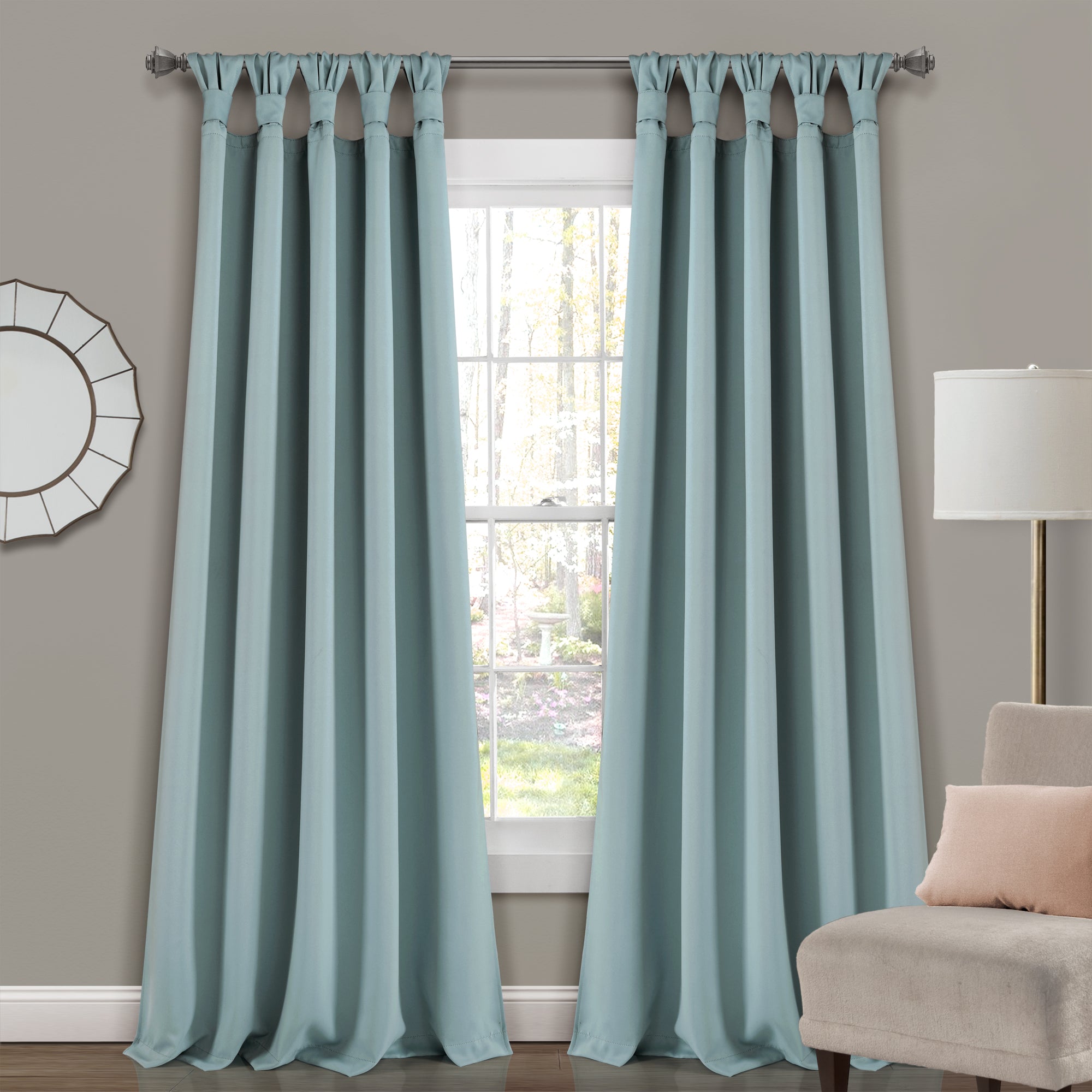 Insulated Knotted Tab Top Blackout Window Curtain Panels