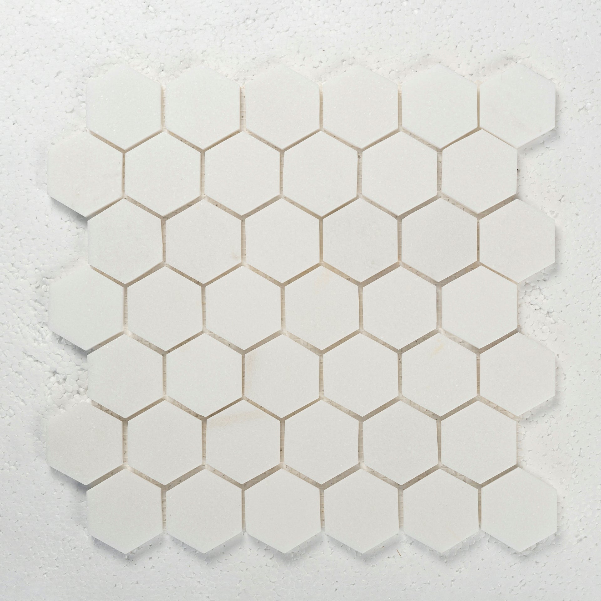 2 in Hexagon Thassos White Polished Marble Mosaic Tile