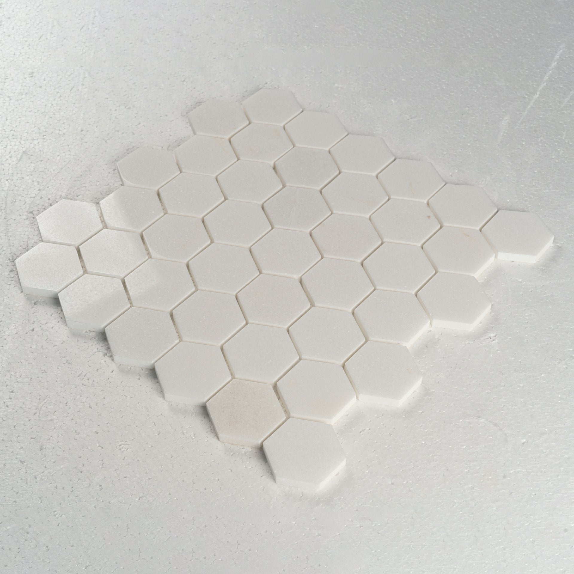 2 in Hexagon Thassos White Polished Marble Mosaic Tile