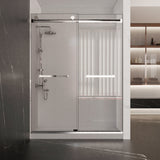 Ivanees Adjustable Semi-Frameless Dual Sliding Glass Bathtub Door with Clear Tempered Glass