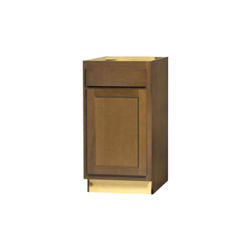 18 Inch Base Cabinets - Warmwood Shaker - 18 Inch W x 24 Inch D x 34.5 Inch H