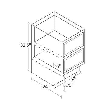 18 inch Wide Handicapped Drawer Cabinet - Dwhite Shaker - 18 Inch W x 32.5 Inch H x 24 Inch D