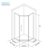 Ivanees 36 In. x 76 In. Neo-Angle Pivot Semi-Frameless Corner Shower Enclosure in Stainless Steel with 8mm Clear Tempered Glass