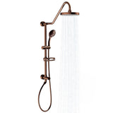 Rain Shower System W/ 8" Showerhead - 36.25"H X 8"W X 23.75"D - Brass - Adjustable Brass Slider - Surface Mounted Shower Systems