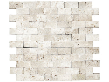 1 X 2 In Brick Ivory Split Face Travertine Mosaic