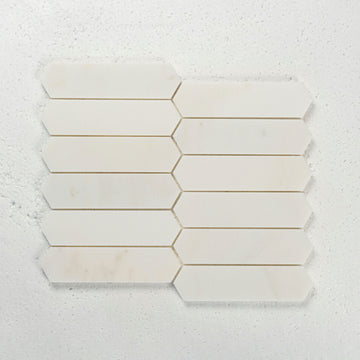 12 X 12 in. Eastern Polished White 38mm Picket Marble Mosaic Tile