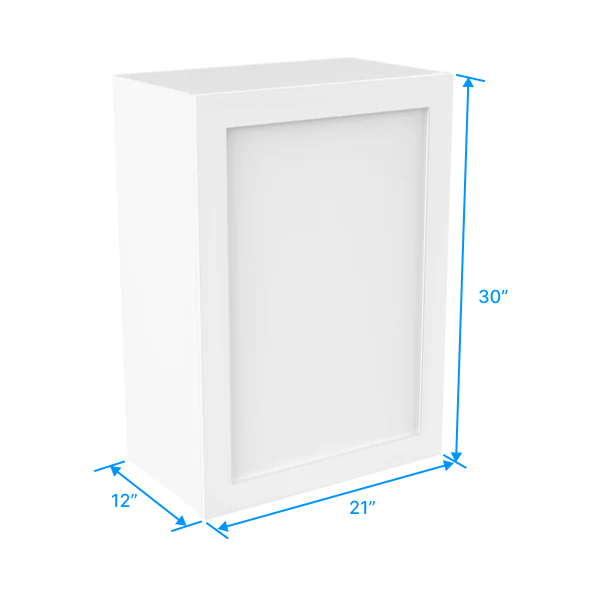 Wall Kitchen Cabinet - 21W x 30H x 12D - Aria White Shaker