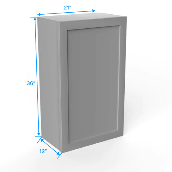 Wall Kitchen Cabinet - 21W x 36H x 12D - Grey Shaker Cabinet - RTA