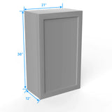 Wall Kitchen Cabinet - 21W x 36H x 12D - Grey Shaker Cabinet - RTA