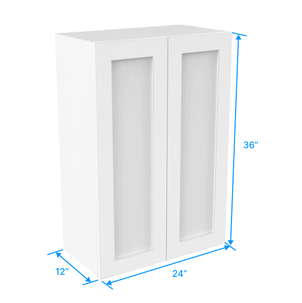 Wall Kitchen Cabinet - 24W x 36H x 12D - Aria White Shaker
