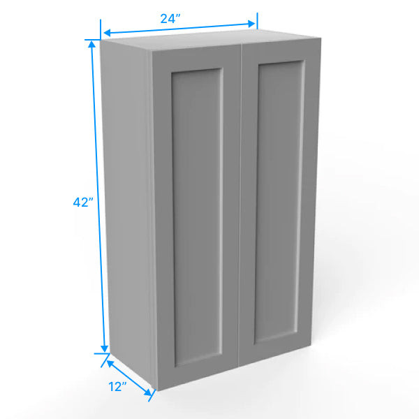 Wall Kitchen Cabinet - 24W x 42H x 12D - Grey Shaker Cabinet