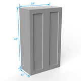 Wall Kitchen Cabinet - 24W x 42H x 12D - Grey Shaker Cabinet