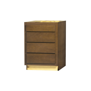 4 Drawer Cabinet - Warmwood Shaker - 24 Inch W x 34.5 Inch H x 24 Inch D