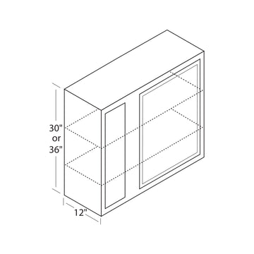 36 inch Wall Corner Cabinet - Single Door - Warmwood Shaker - 24 Inch W x 36 Inch H x 12 Inch D