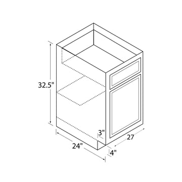 27 inch Wide ADA Cabinets - Single Door - Dwhite Shaker - 27 Inch W x 32.5 Inch H x 24 Inch D