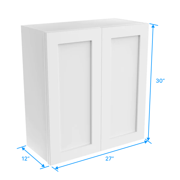 Wall Kitchen Cabinet - 27W x 30H x 12D - Aria White Shaker
