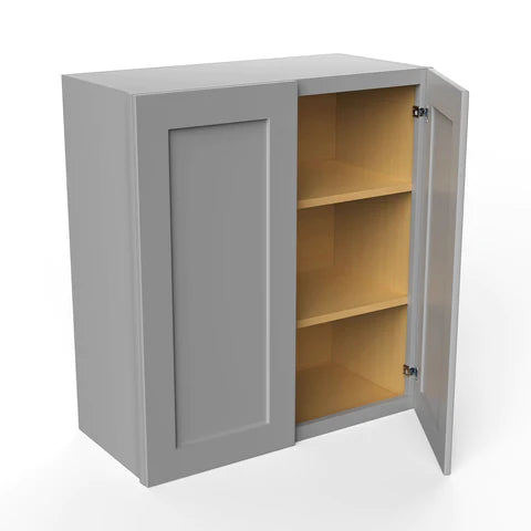 Wall Kitchen Cabinet - 27W x 30H x 12D - Grey Shaker Cabinet - RTA