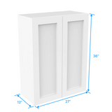Wall Kitchen Cabinet - 27W x 36H x 12D - Aria White Shaker