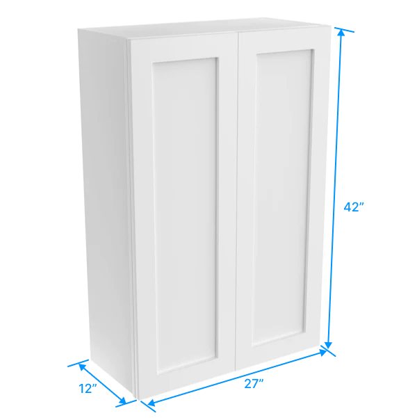 Wall Kitchen Cabinet - 27W x 42H x 12D - Aria White Shaker