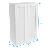 Wall Kitchen Cabinet - 27W x 42H x 12D - Aria White Shaker