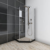 Ivanees 36 In. x 76 In. Neo-Angle Pivot Semi-Frameless Corner Shower Enclosure in Stainless Steel with 8mm Clear Tempered Glass