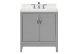 Luton Freestanding Solid Wood Bathroom Vanity With Crystal White Engineered Stone Sink Top & 4 In. Backsplash in Nature Wood Finish