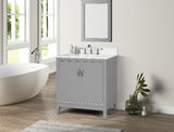 Luton Freestanding Solid Wood Bathroom Vanity With Crystal White Engineered Stone Sink Top & 4 In. Backsplash in Nature Wood Finish