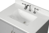 Luton Freestanding Solid Wood Bathroom Vanity With Crystal White Engineered Stone Sink Top & 4 In. Backsplash in Nature Wood Finish