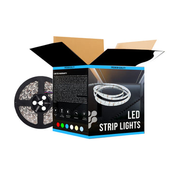 12V LED Strip Lights W/ DC Connector - IP20 - 192 Lumens/ft - Flexible LED Tape Lighting