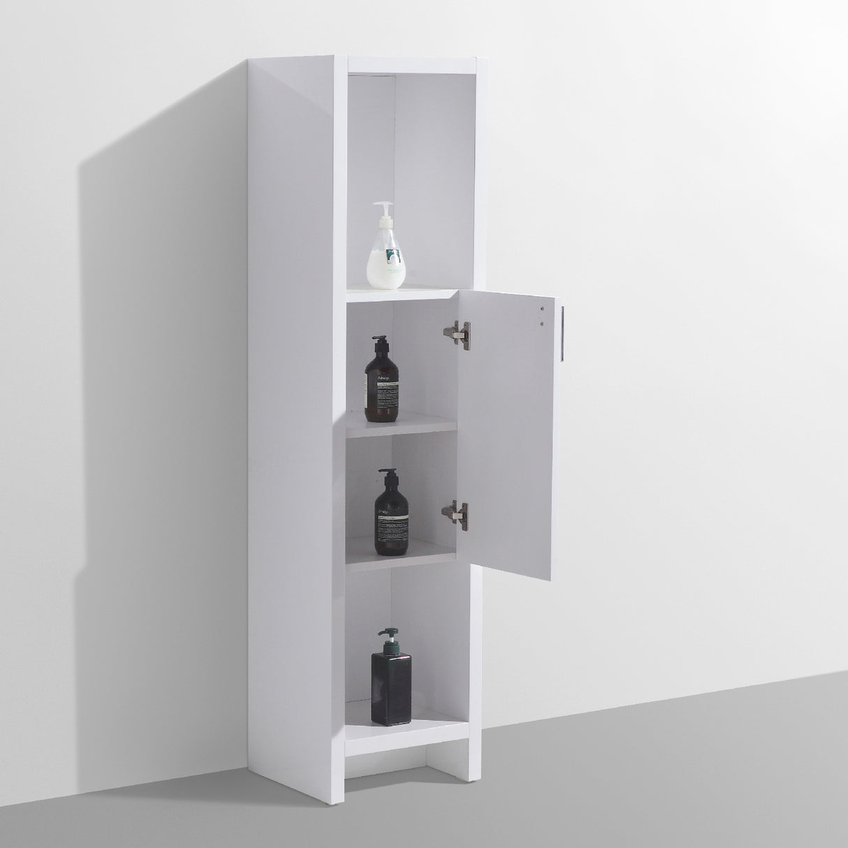 Liyan Elegant Modern Freestanding Bathroom Linen Side Cabinet With Doors & Open Shelves Storage