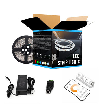 Tunable White LED Strip Light/Tape Light - High-CRI - 12V - IP20 - 378 Lumens/ft with Power Supply and Controller (KIT)