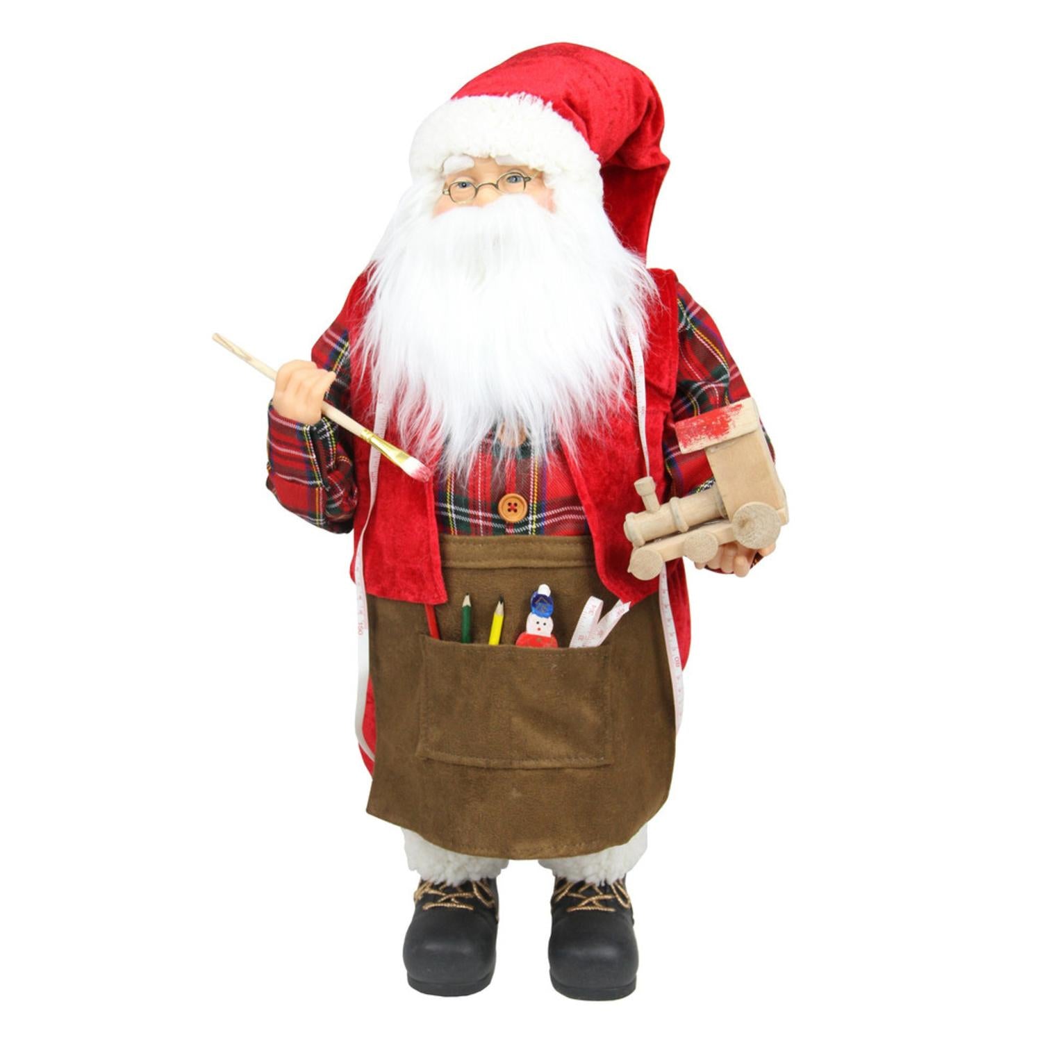 24" Animated Santa Claus Painting a Toy Train Christmas Decoration