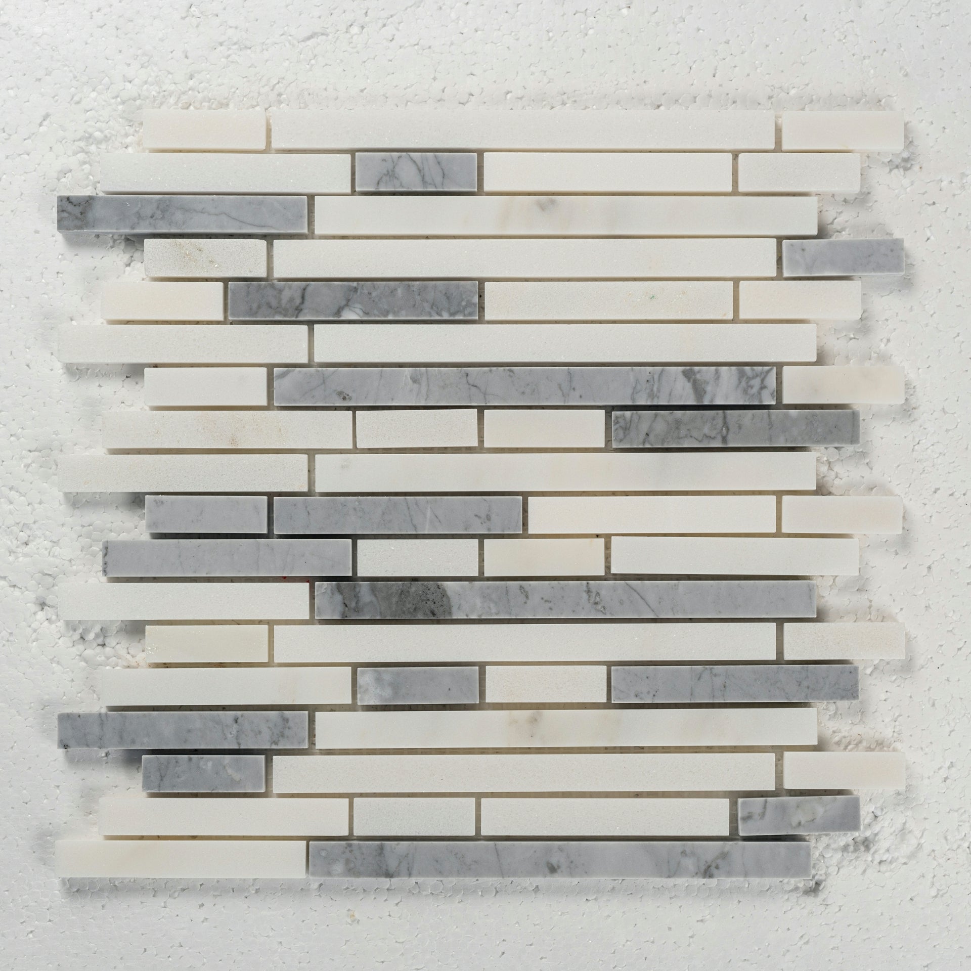 12 X 12 in. Gray and White Polished 5/8" Linear Marble Mosaic