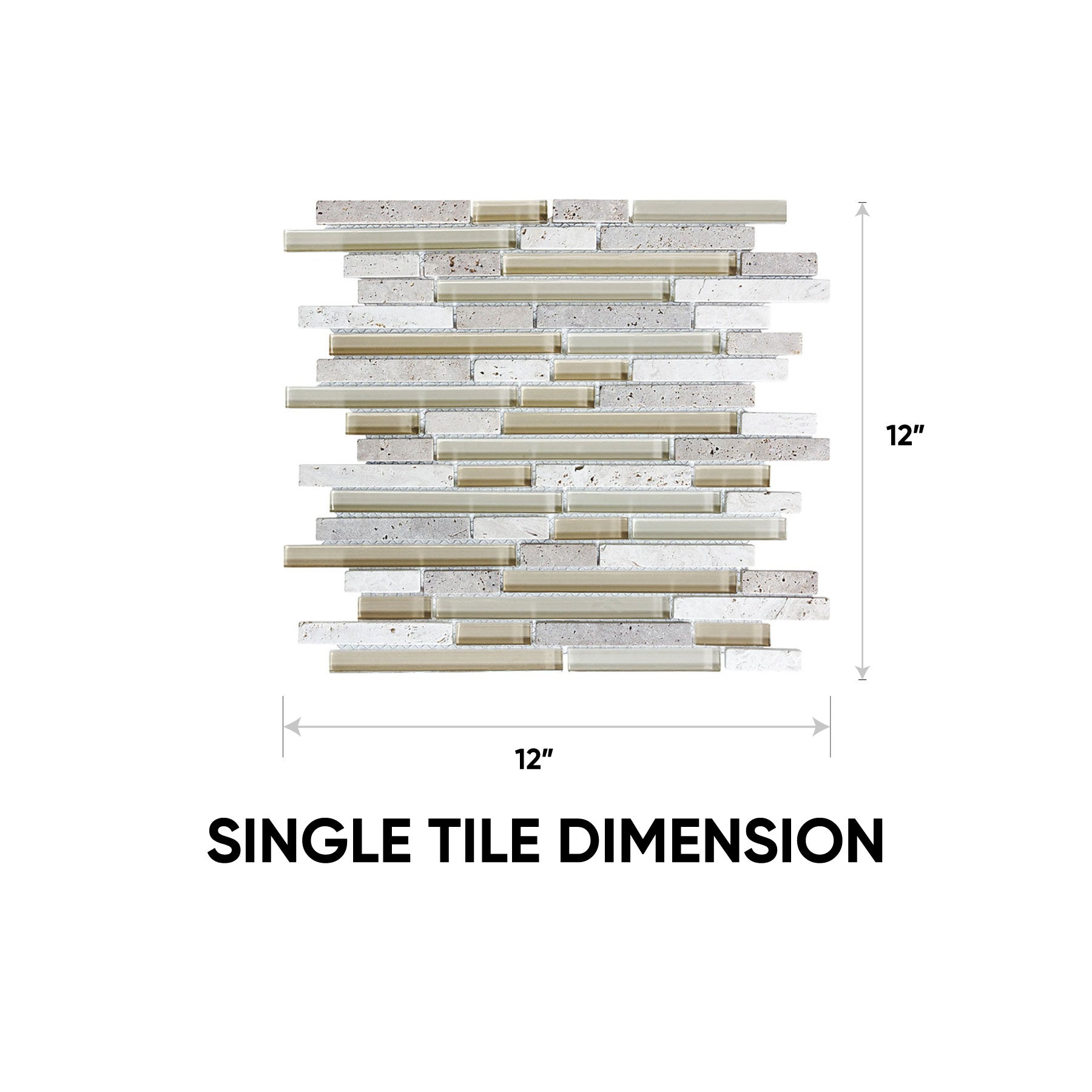 Creme Brulee Random Strip Glass Stone Blend Mosaic