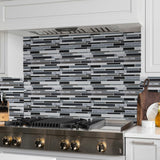 Random Strip Arctic Night Glass Stone Stainless Blend Mosaic