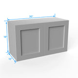 Wall Kitchen Cabinet - 30W x 18H x 12D - Grey Shaker Cabinet
