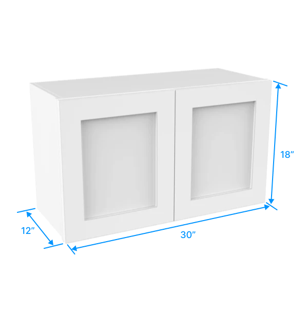 Wall Kitchen Cabinet - 30W x 18H x 12D - Aria White Shaker - RTA