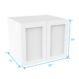 Wall Kitchen Cabinet - 30W x 24H x 12D - Aria White Shaker