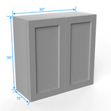 Wall Kitchen Cabinet - 30W x 30H x 12D - Grey Shaker Cabinet