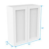 Wall Kitchen Cabinet - 30W x 36H x 12D - Aria White Shaker - RTA