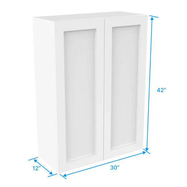 Wall Kitchen Cabinet - 30W x 42H x 12D - Aria White Shaker - RTA
