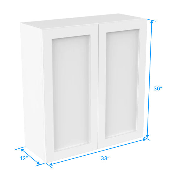 Wall Kitchen Cabinet - 33W x 36H x 12D - Aria White Shaker