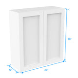 Wall Kitchen Cabinet - 33W x 36H x 12D - Aria White Shaker